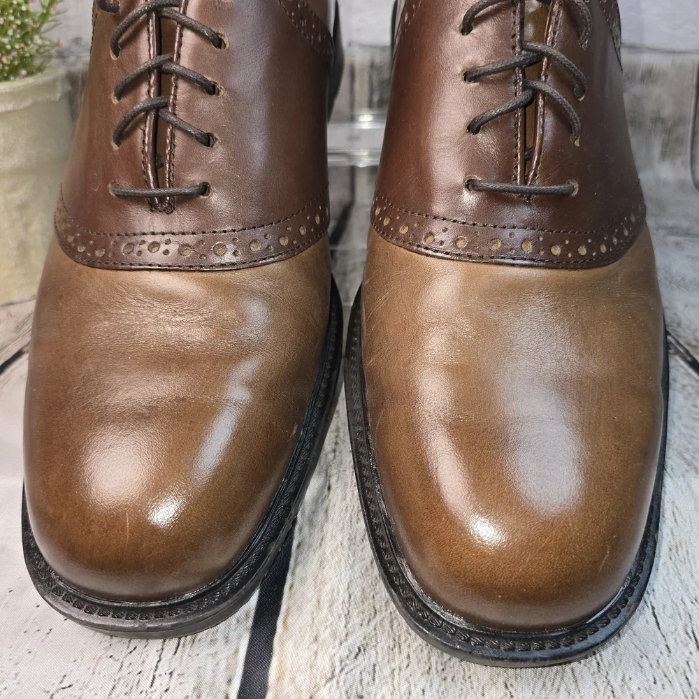 FLORSHEIM MENS BROWN LEATHER OXFORD DRESS SHOE LACE UP SIZE 11